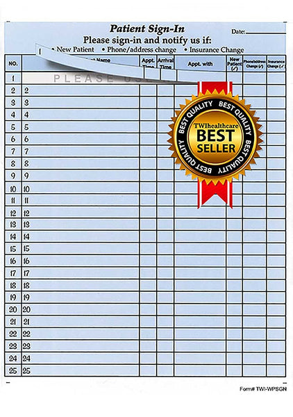 Self adhesive Security Patient Sign-In Sheet,100 Sheets per pad, Medical Icon Design, = HIPAA Compliant, Respect the privacy of patients.
