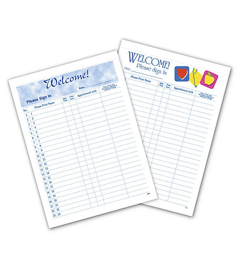 Self adhesive Security Patient Sign-In Sheet,100 Sheets per pad, Bright Skies Design, = HIPAA Compliant, Respect the privacy of patients.